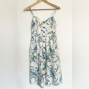 Unbranded Women’s Leaf Print Floral Strap Button Sundress Size Medium
